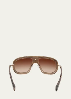 Christian LouboutinStudded Metal Shield Sunglasses