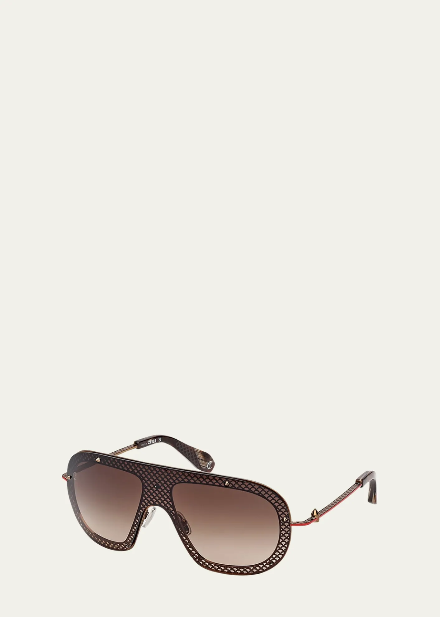 Christian LouboutinStudded Metal Shield Sunglasses