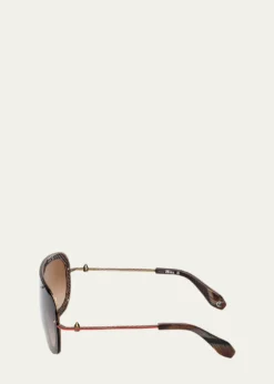 Christian LouboutinStudded Metal Shield Sunglasses