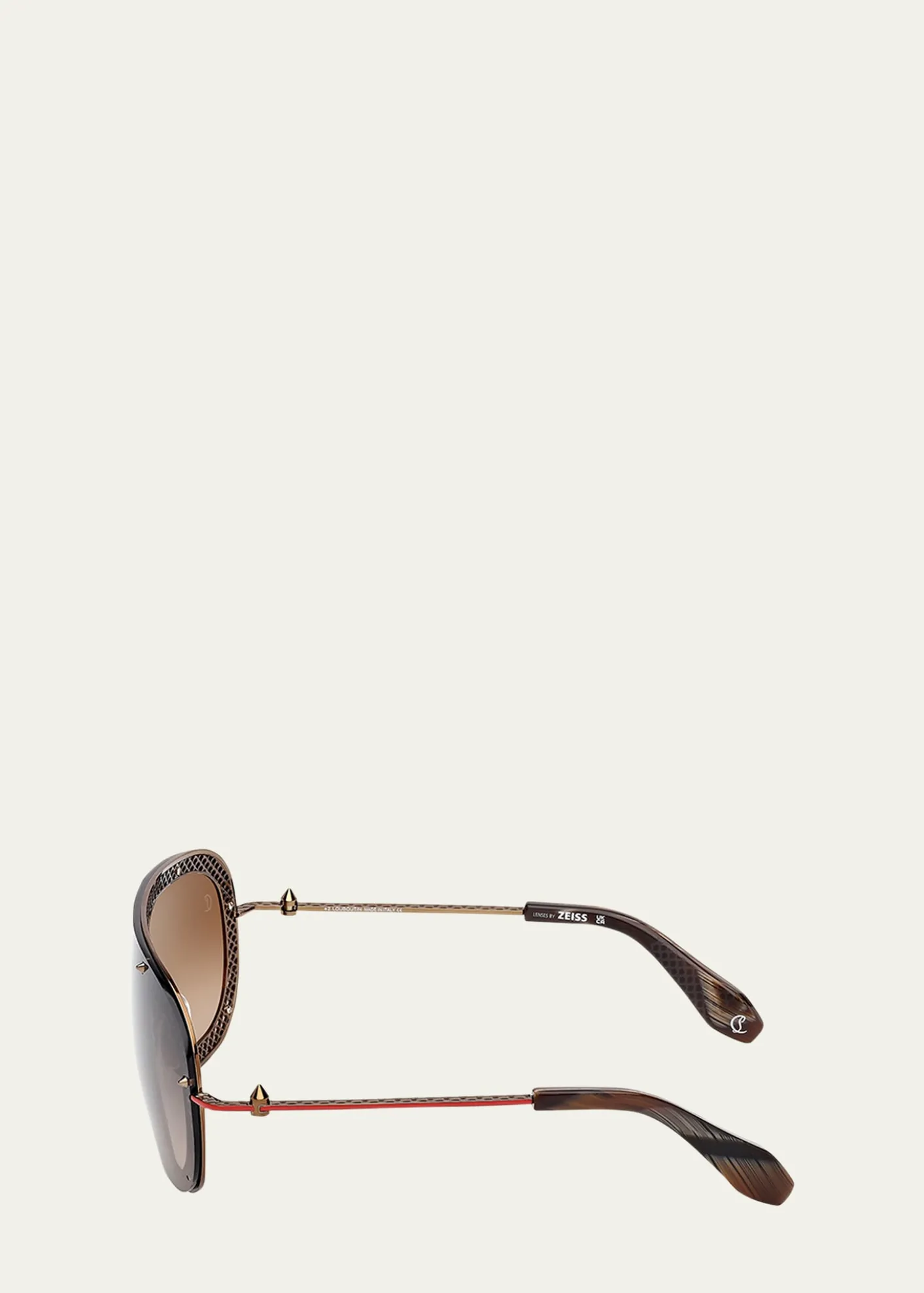 Christian LouboutinStudded Metal Shield Sunglasses