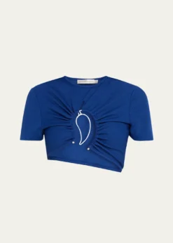 Christopher EsberPaisley Ruched Crop T-Shirt