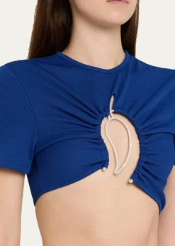 Christopher EsberPaisley Ruched Crop T-Shirt
