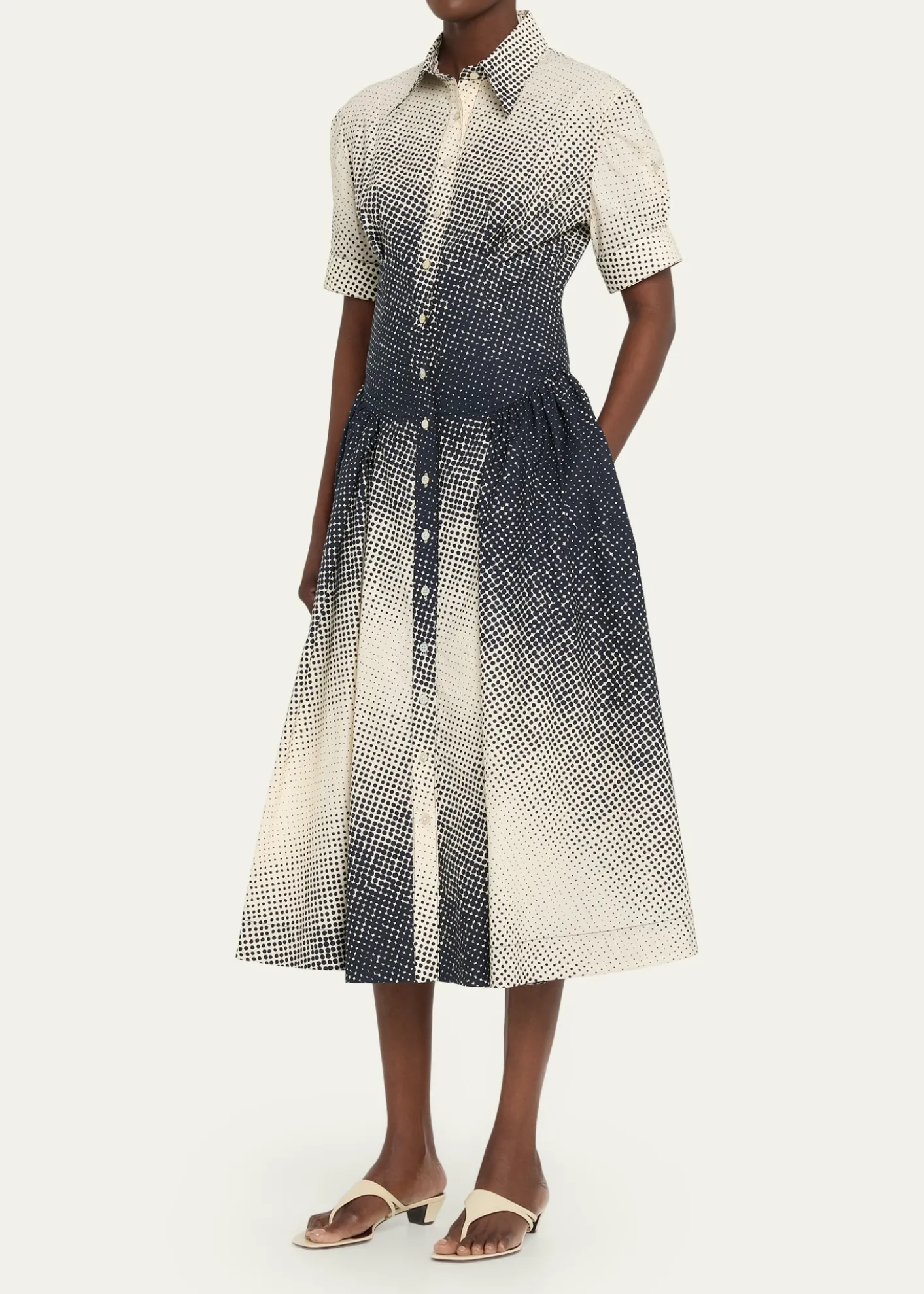 CHRISTOPHER JOHN ROGERSHalftone Wiggle Dot Cotton Shirtdress
