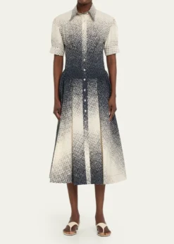 CHRISTOPHER JOHN ROGERSHalftone Wiggle Dot Cotton Shirtdress