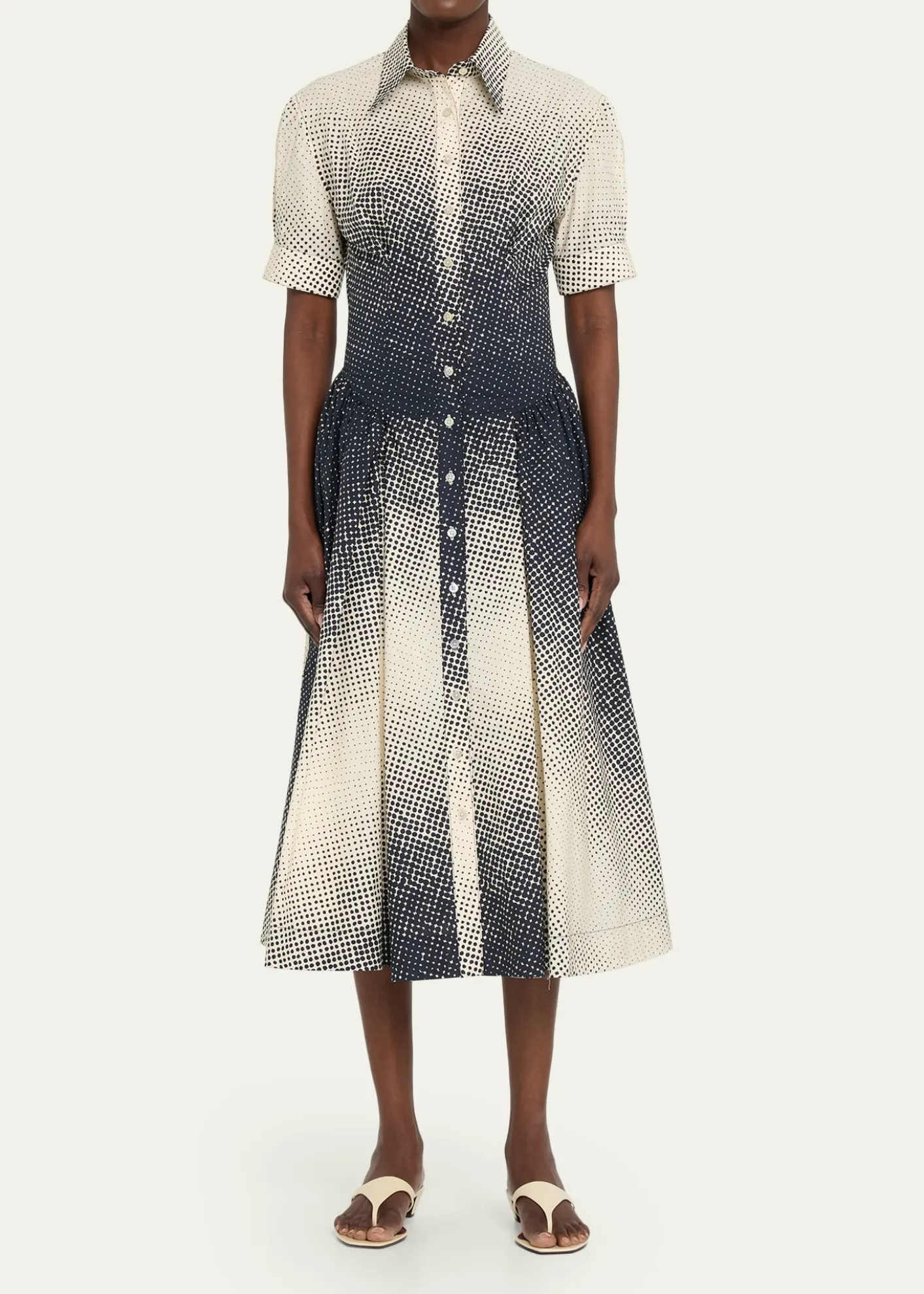 CHRISTOPHER JOHN ROGERSHalftone Wiggle Dot Cotton Shirtdress
