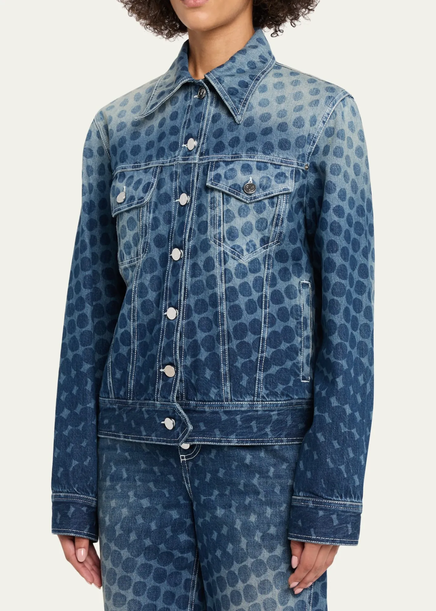 CHRISTOPHER JOHN ROGERSHalftone Wiggle Dot Denim Jacket