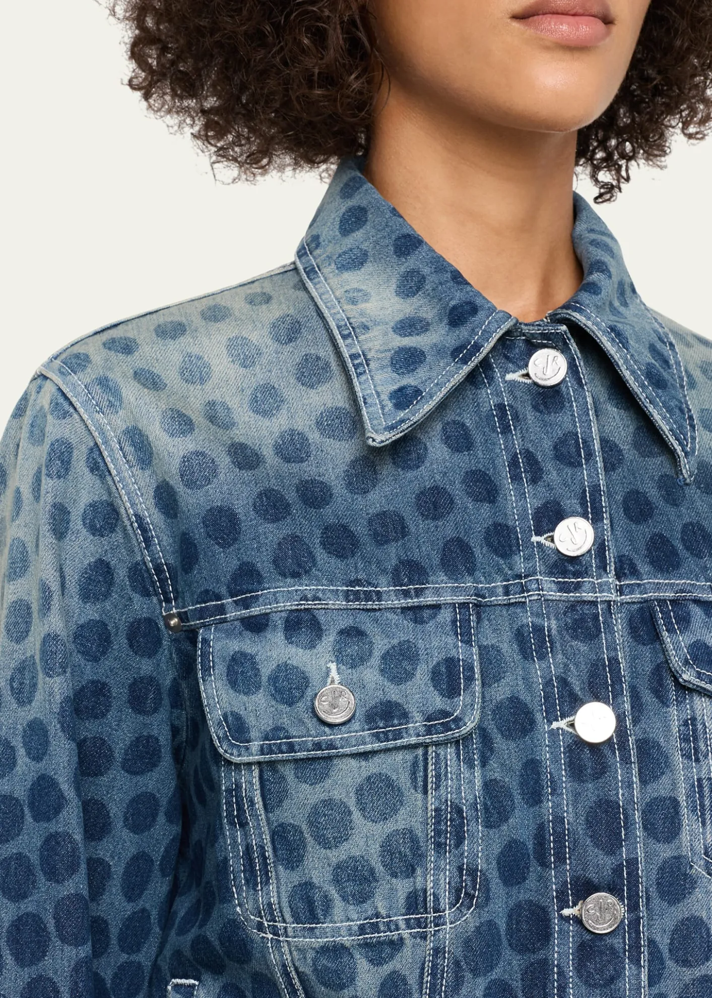 CHRISTOPHER JOHN ROGERSHalftone Wiggle Dot Denim Jacket