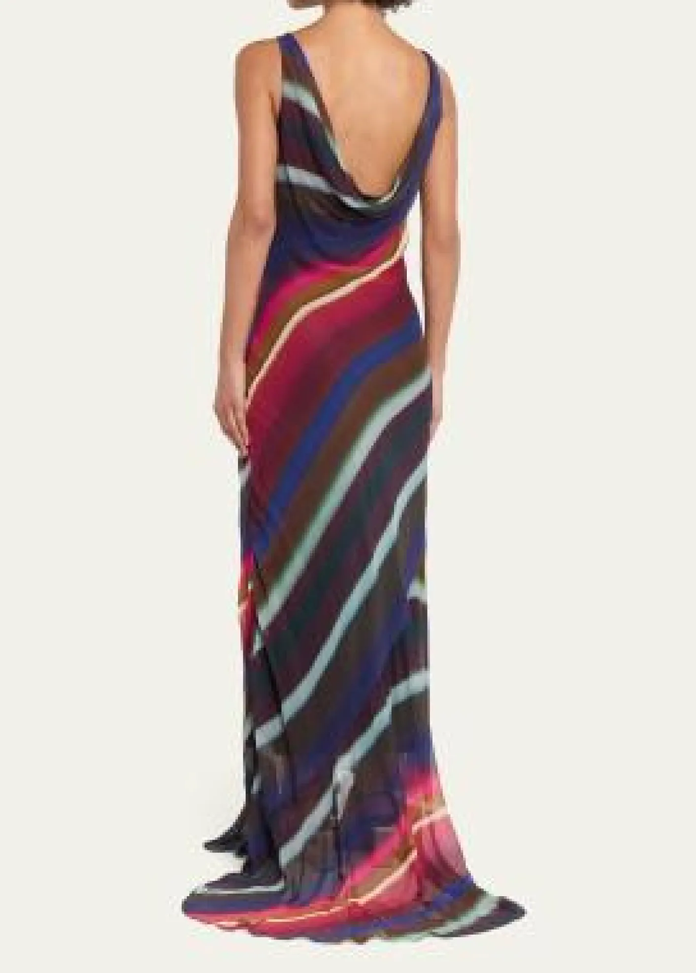 CHRISTOPHER JOHN ROGERSLouie Striped Cowl Low Back Maxi Dress