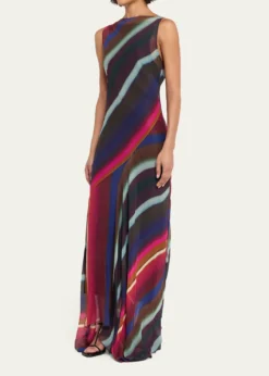 CHRISTOPHER JOHN ROGERSLouie Striped Cowl Low Back Maxi Dress