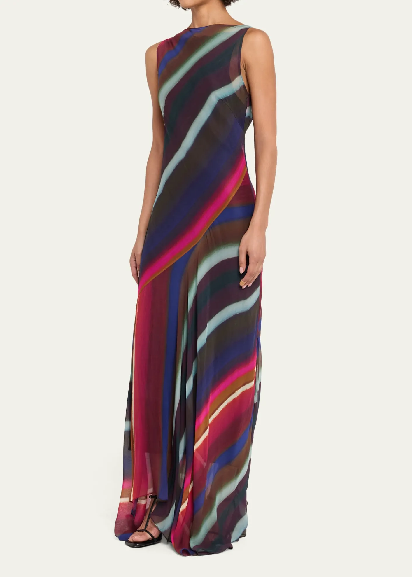 CHRISTOPHER JOHN ROGERSLouie Striped Cowl Low Back Maxi Dress