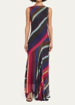 CHRISTOPHER JOHN ROGERSLouie Striped Cowl Low Back Maxi Dress