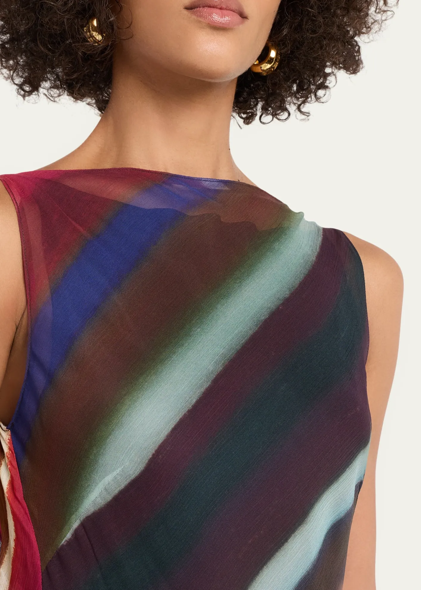 CHRISTOPHER JOHN ROGERSLouie Striped Cowl Low Back Maxi Dress
