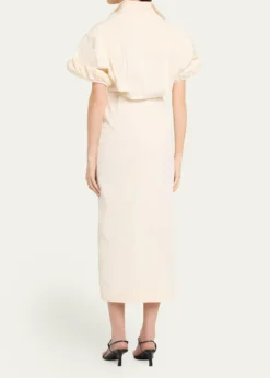 CHRISTOPHER JOHN ROGERSRolled Short-Sleeve Midi Shirtdress