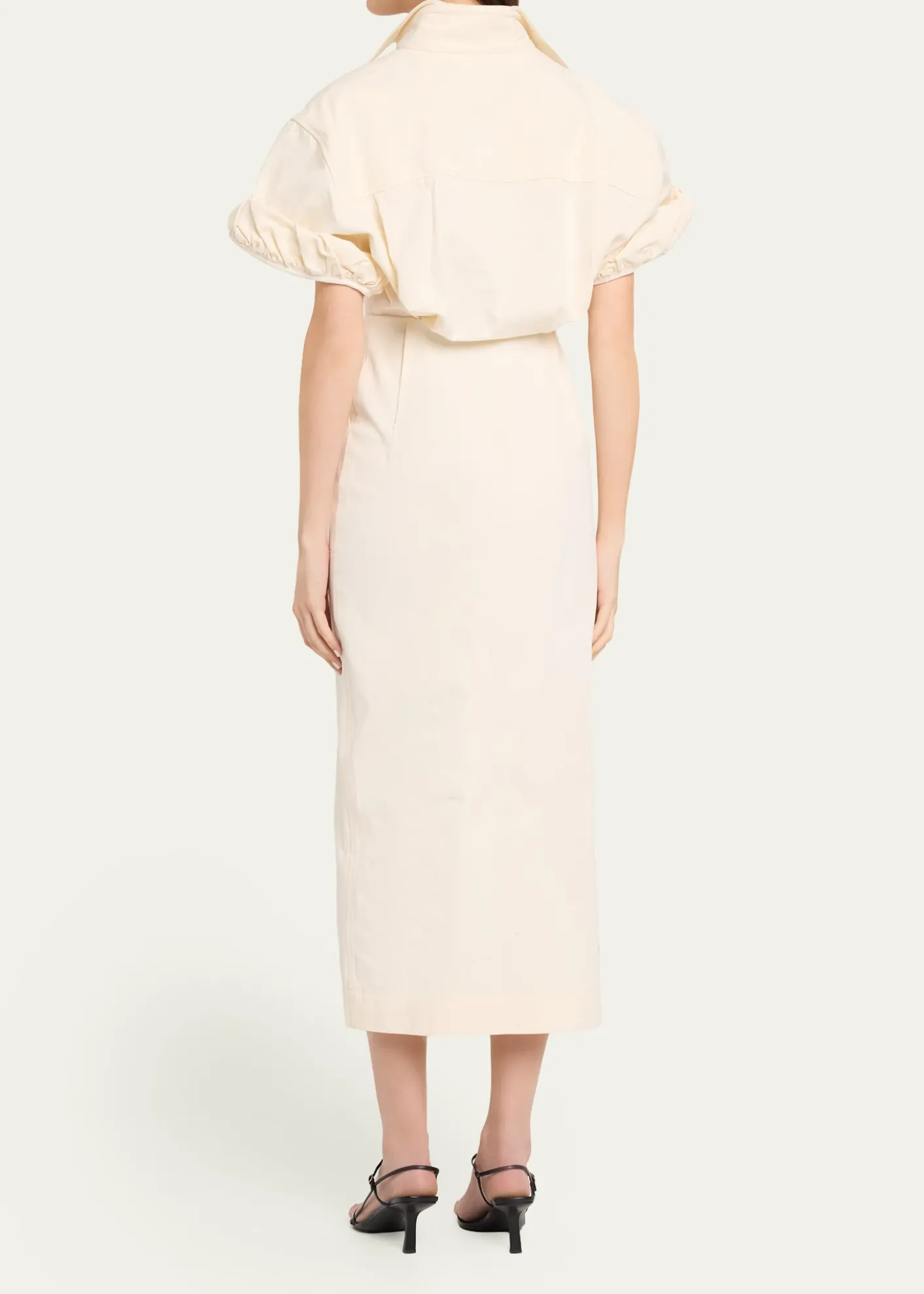 CHRISTOPHER JOHN ROGERSRolled Short-Sleeve Midi Shirtdress
