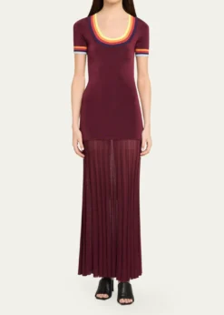 CHRISTOPHER JOHN ROGERSSaucer Neck Short-Sleeve Maxi Dress
