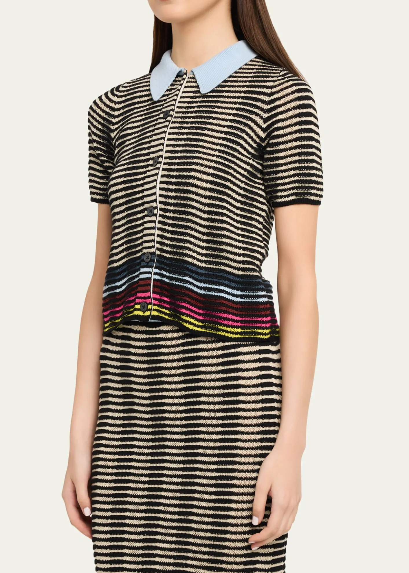 CHRISTOPHER JOHN ROGERSWave Knit Short-Sleeve Polo Shirt