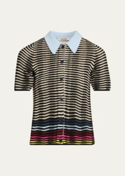 CHRISTOPHER JOHN ROGERSWave Knit Short-Sleeve Polo Shirt