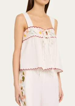 Ciao LuciaAnder Embroidered Cotton-Blend Top