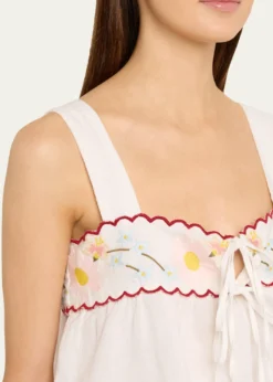 Ciao LuciaAnder Embroidered Cotton-Blend Top