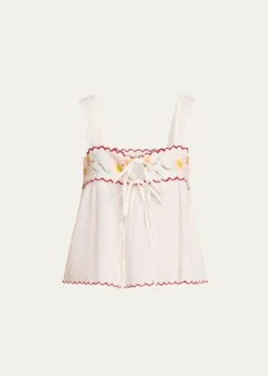 Ciao LuciaAnder Embroidered Cotton-Blend Top