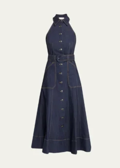Cinq a SeptAdina Belted Denim Midi Dress