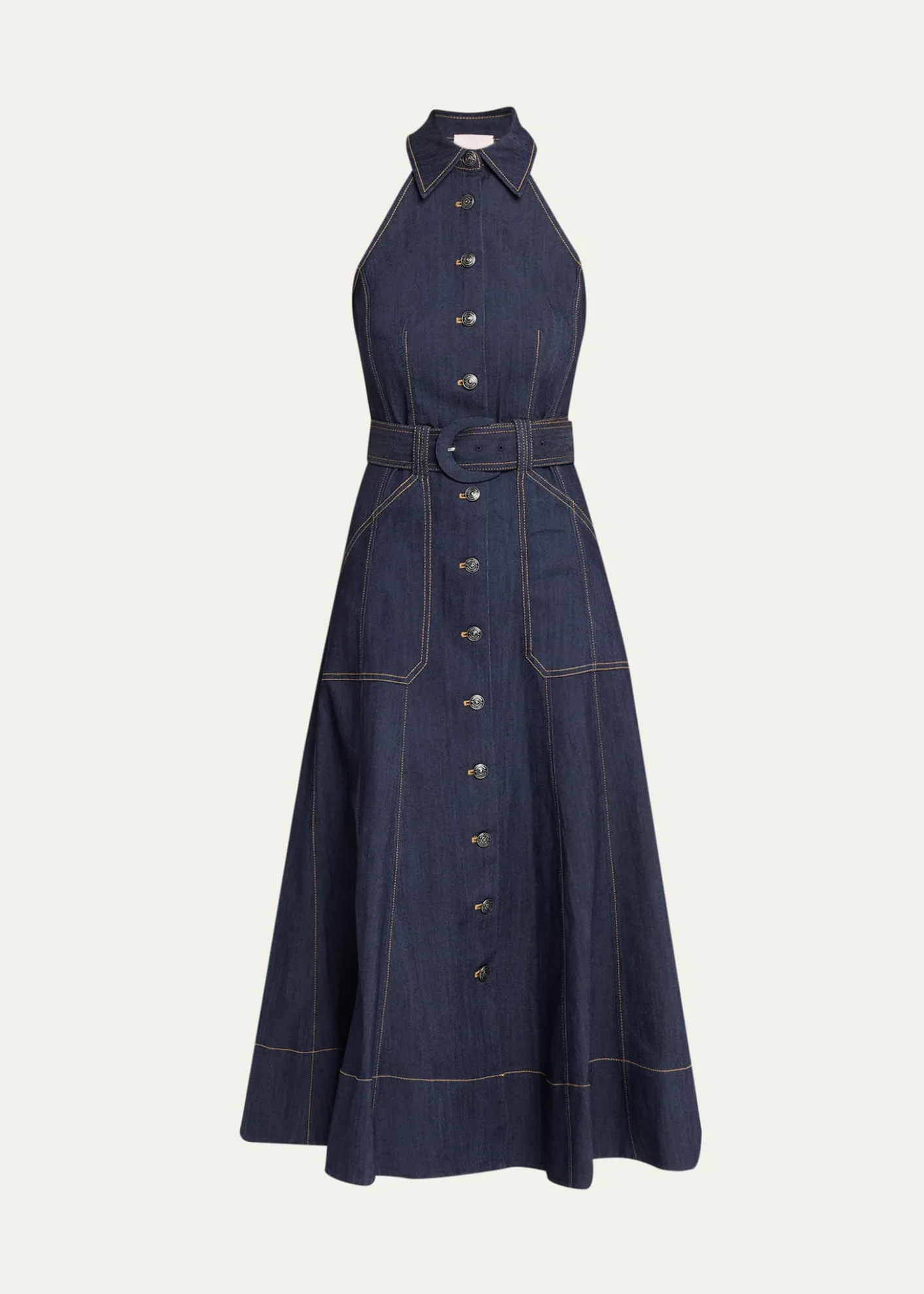 Cinq a SeptAdina Belted Denim Midi Dress