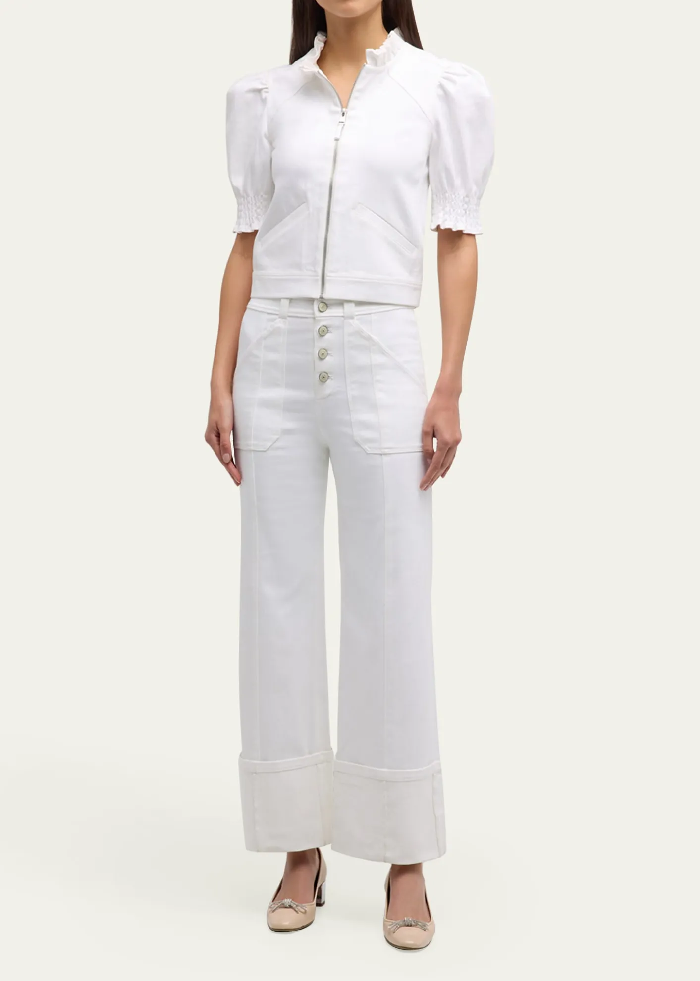 Cinq a SeptAnabella Short-Sleeve Zip-Front Jacket