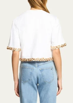 Cinq a SeptAsa Embellished Sunflare Floral Tee