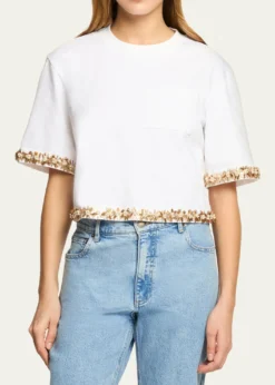 Cinq a SeptAsa Embellished Sunflare Floral Tee