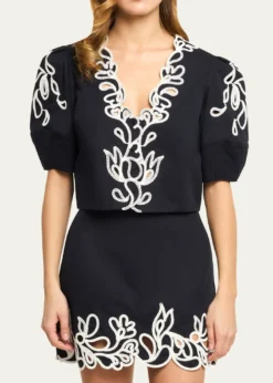 Cinq a SeptBellara Embroidered Paisley Bloom Top