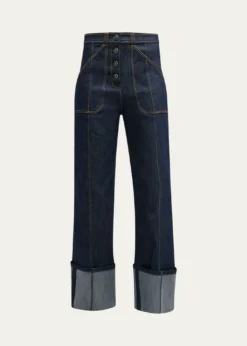 Cinq a SeptBenji Cuffed Ankle Topstitched Denim Pants