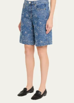 Cinq a SeptBetsy Garden Doodle Denim Shorts