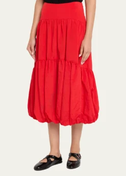 Cinq a SeptBlythe High-Waist Tiered Midi Skirt