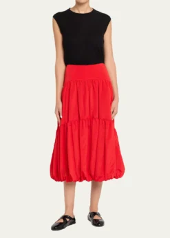 Cinq a SeptBlythe High-Waist Tiered Midi Skirt