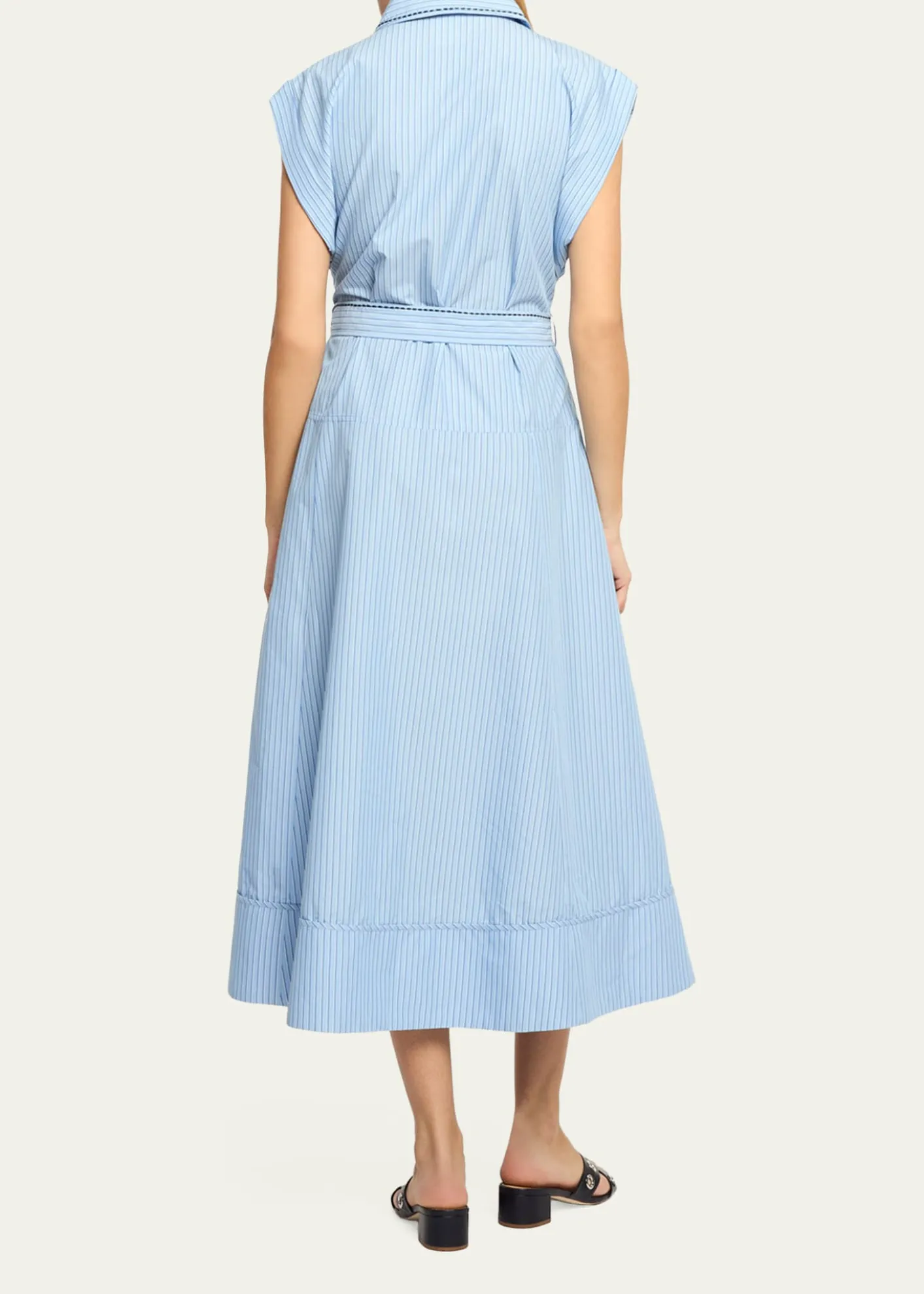 Cinq a SeptCallie Pinstripe Floral Midi Dress
