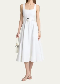 Cinq a SeptCambree Belted A-Line Denim Midi Dress