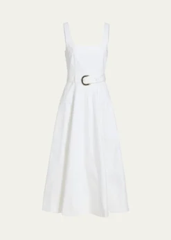 Cinq a SeptCambree Belted A-Line Denim Midi Dress