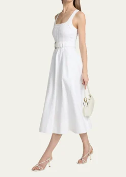 Cinq a SeptCambree Belted A-Line Denim Midi Dress