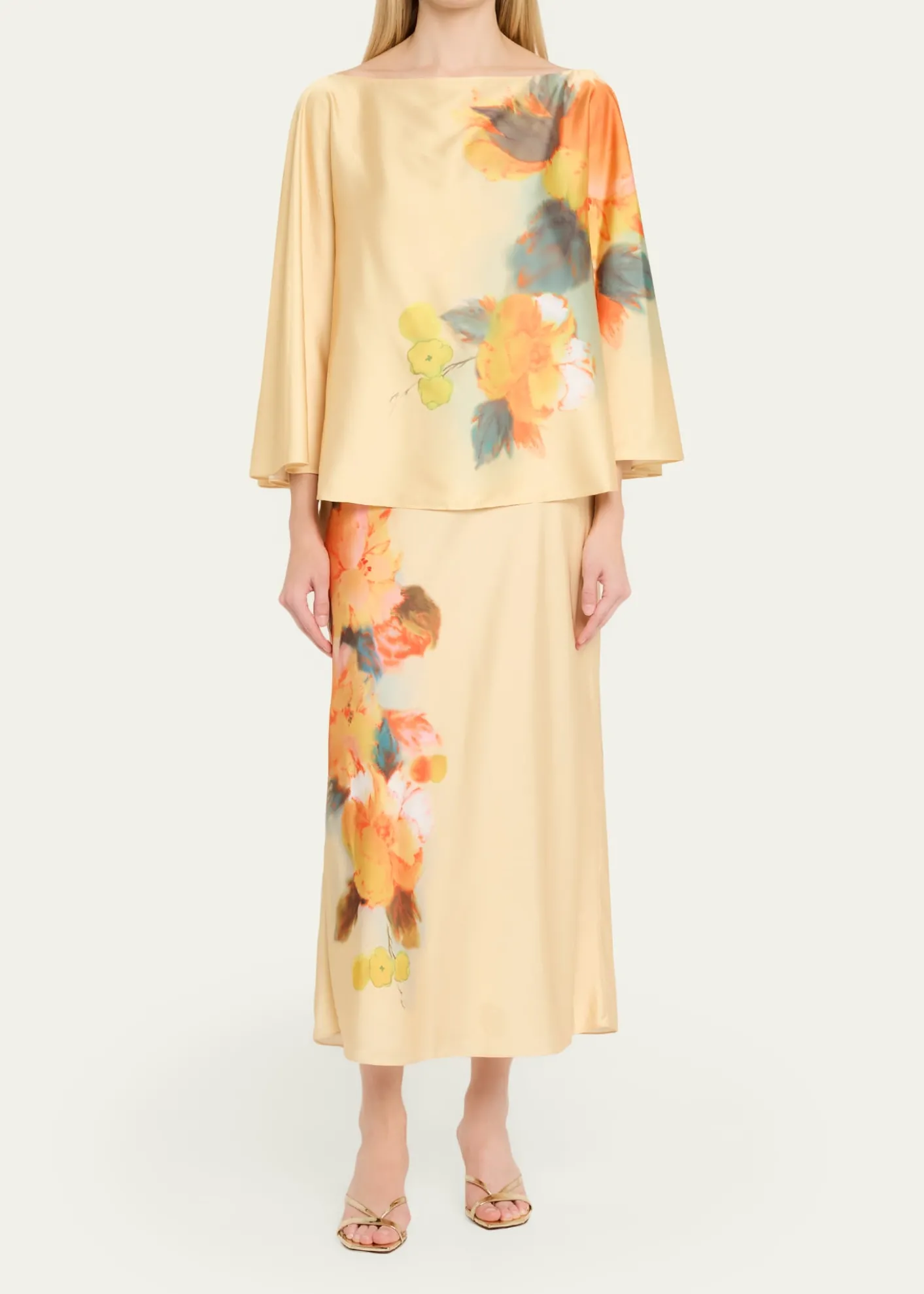 Cinq a SeptCarole Watercolor Floral Midi Skirt