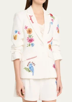 Cinq a SeptCheyenne Embroidered Vine Blazer
