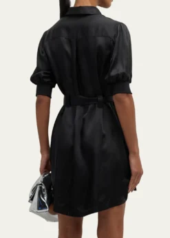 Cinq a SeptDamla Belted Puff-Sleeve Mini Shirtdress
