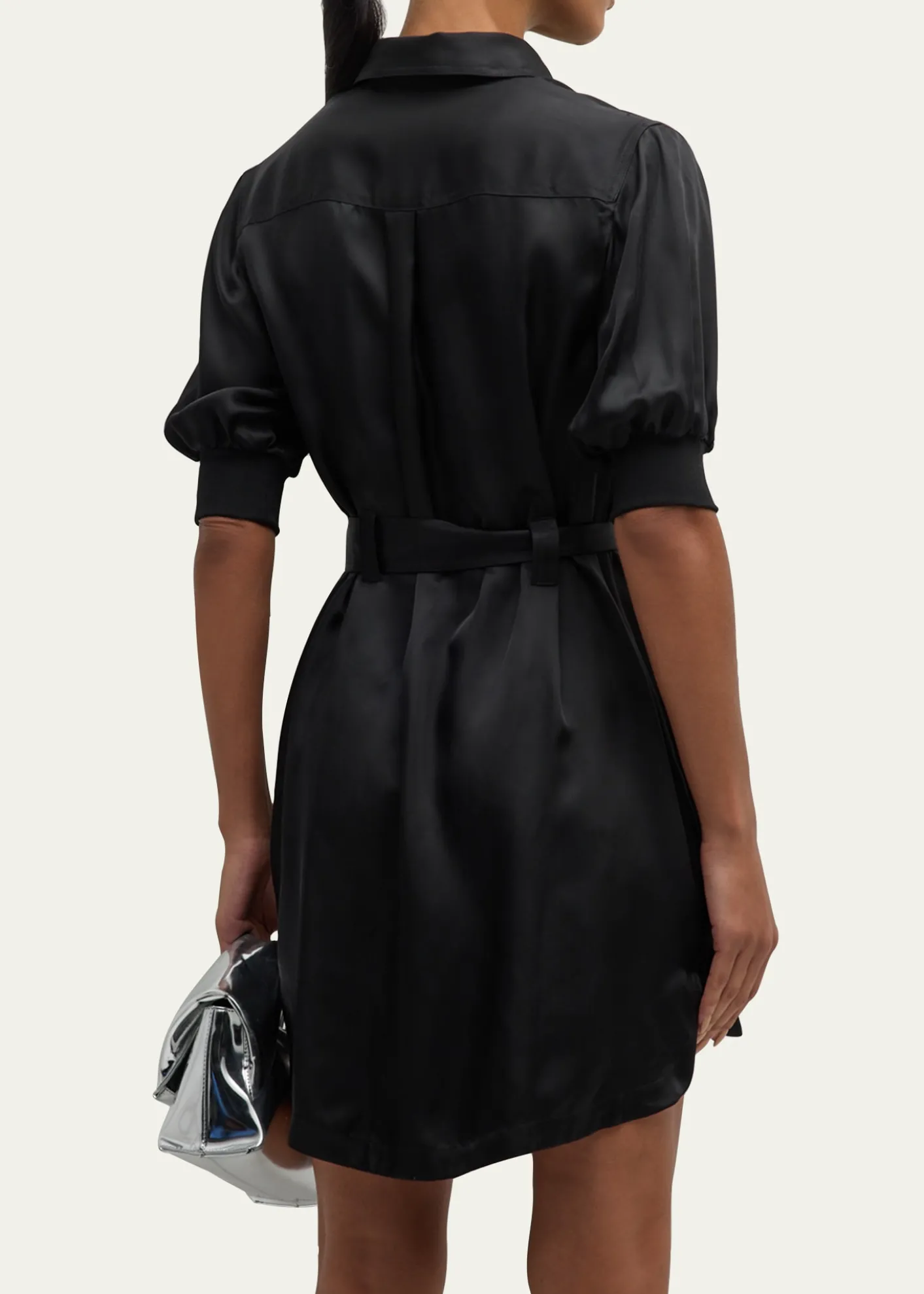 Cinq a SeptDamla Belted Puff-Sleeve Mini Shirtdress