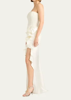 Cinq a SeptDrina Sleeveless Satin Wrap Gown