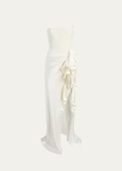 Cinq a SeptDrina Sleeveless Satin Wrap Gown