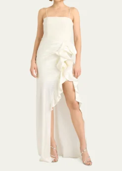 Cinq a SeptDrina Sleeveless Satin Wrap Gown
