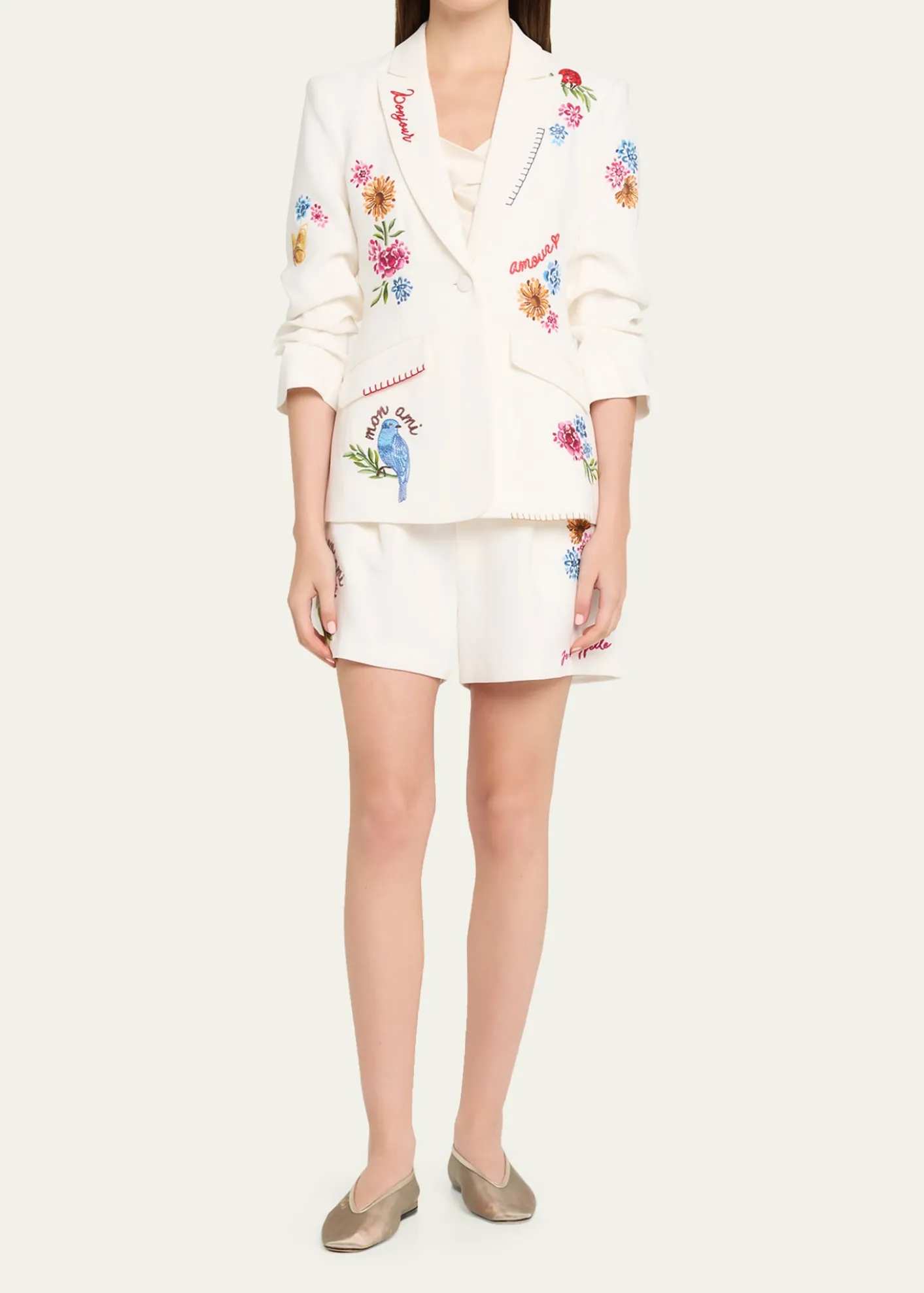 Cinq a SeptEmmie Embroidered Vine Shorts