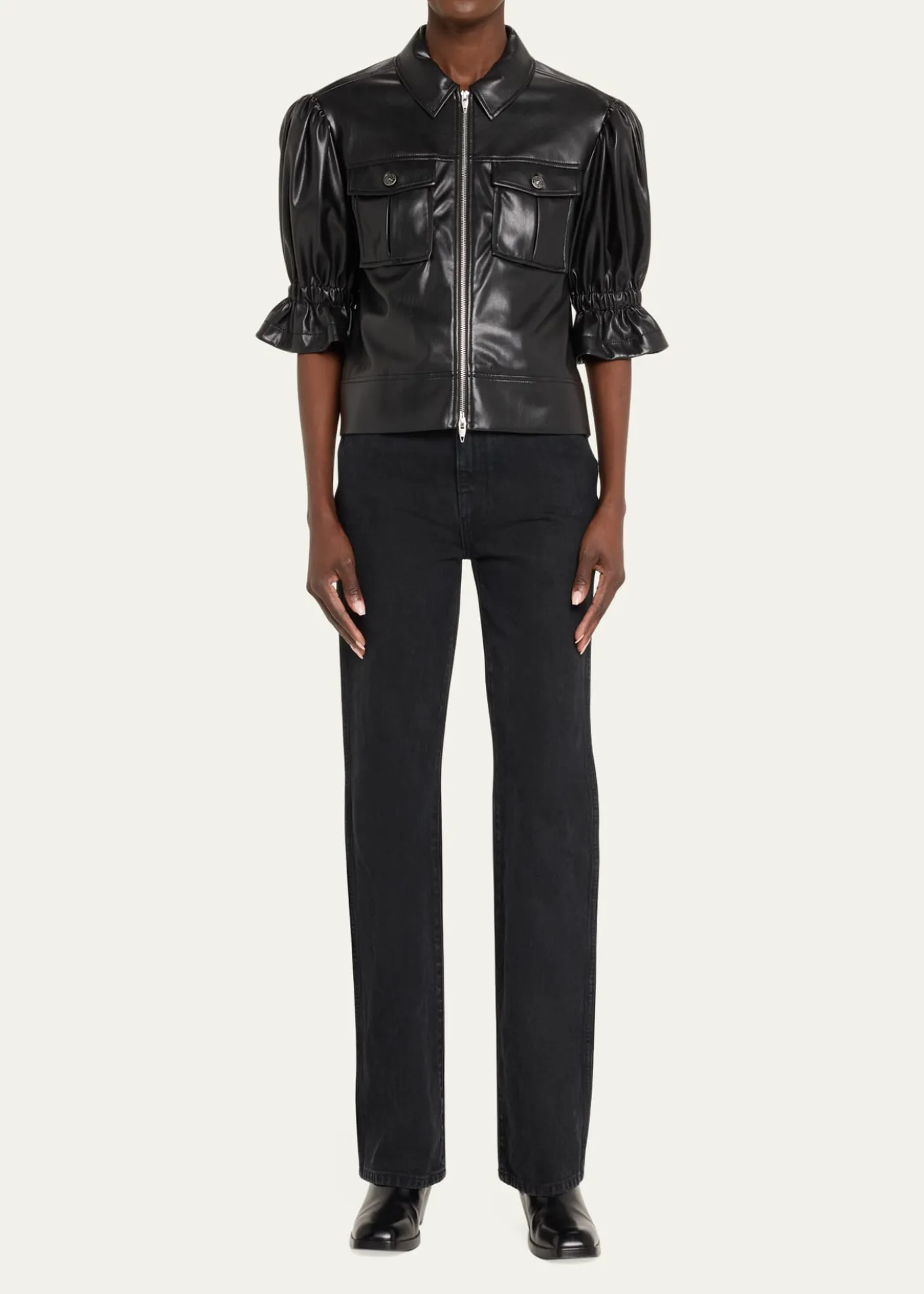 Cinq a SeptHolly Cropped Vegan Leather Jacket
