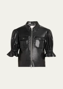 Cinq a SeptHolly Cropped Vegan Leather Jacket