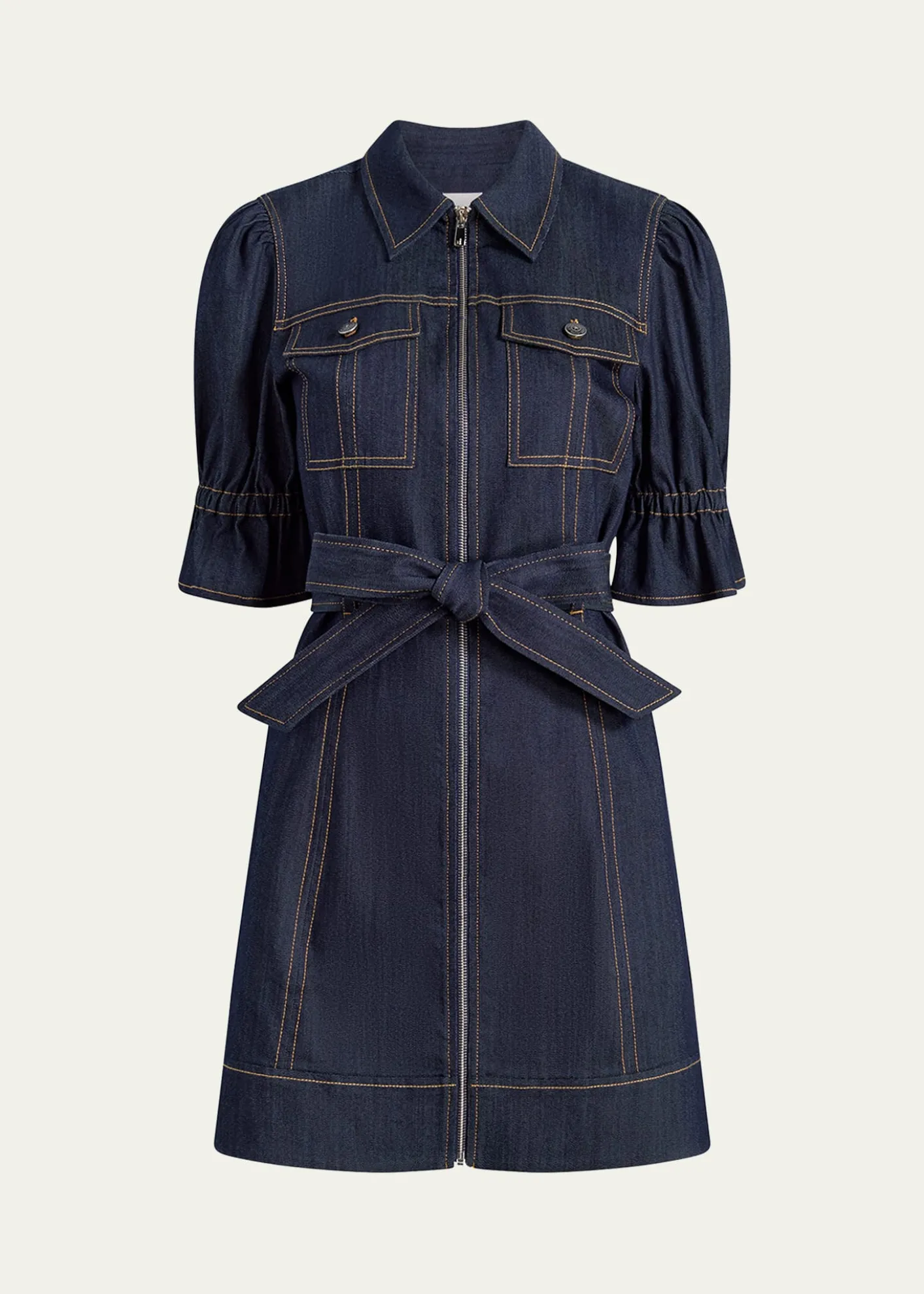 Cinq a SeptHolly Denim Puff-Sleeve Mini Dress