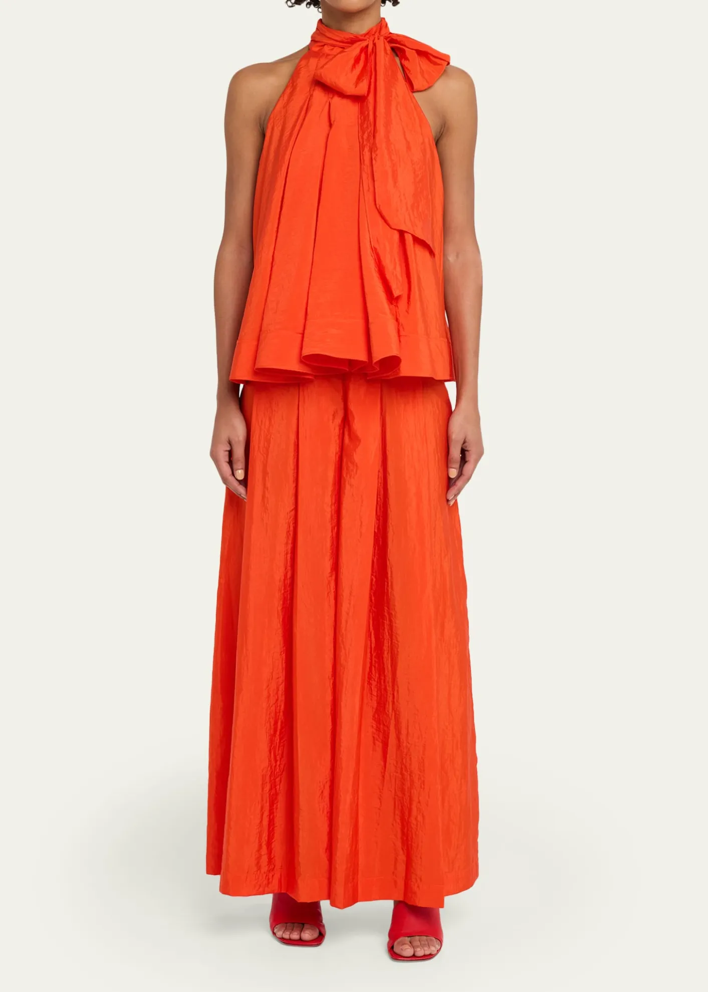 Cinq a SeptJagger High-Neck Taffeta Blouse